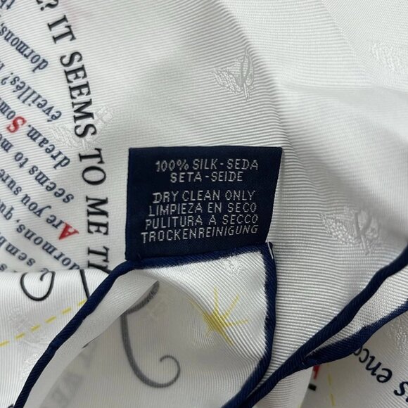 HERMES Carre 70  White Dark Navy Multi Scarf 246-071225 - Picture 5 of 6